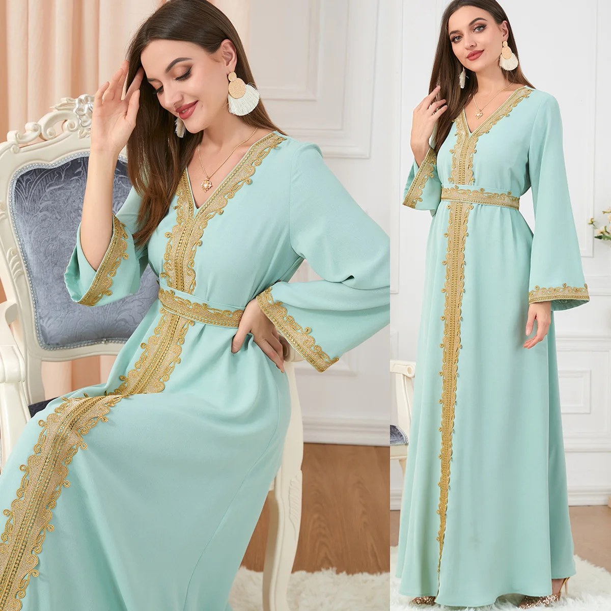 Autumn Morocco Dress Muslim Women Abaya Party Dresses Long Sleeve Abayas Dubai Turkey Islam Kaftan Robe Longue Vestidos Largos