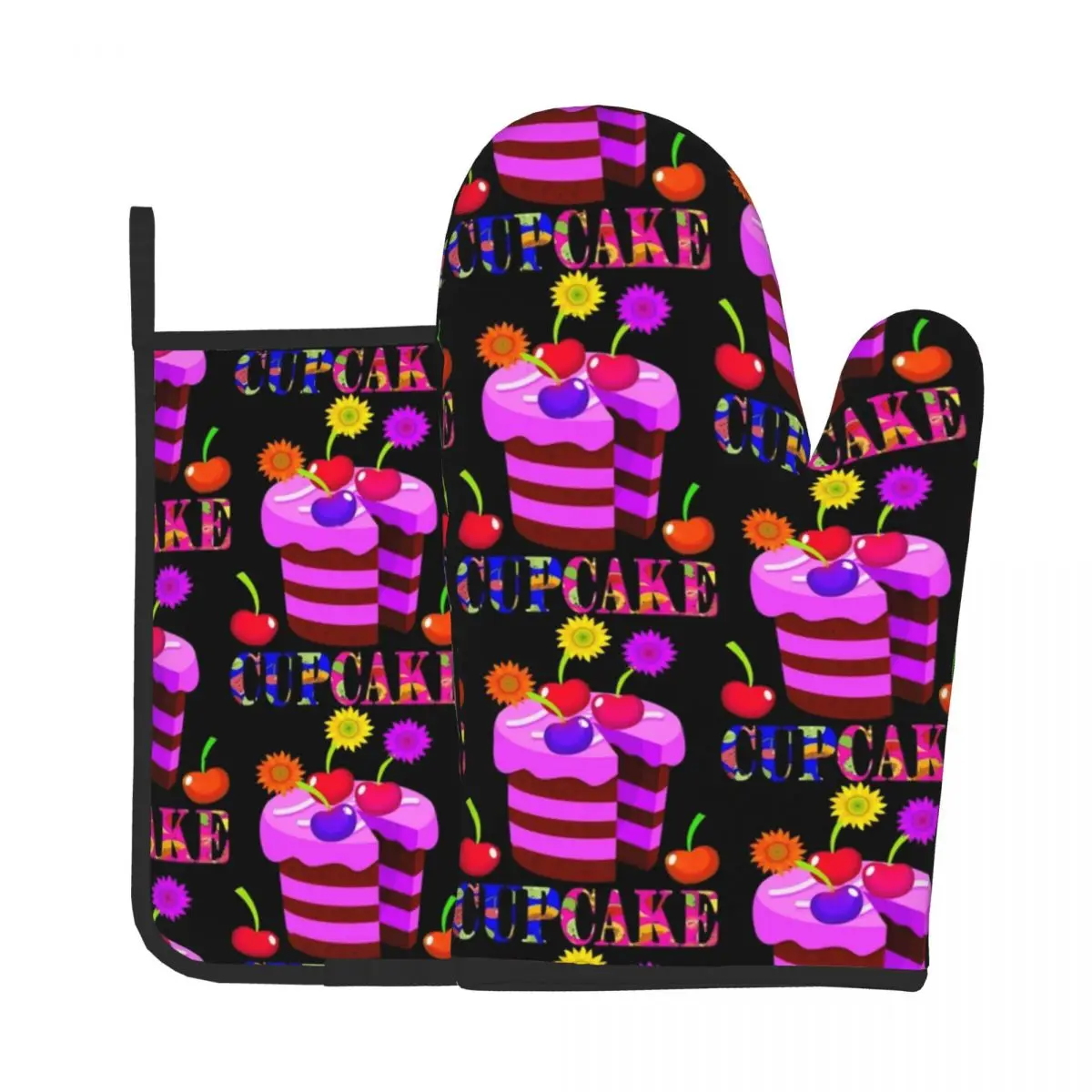 

Best Vanilla Cupcake With Floral Chocolate Potholder Kitchen Baking Oven Cooking Gloves Pad Cake Food Oven Mitts Thickened