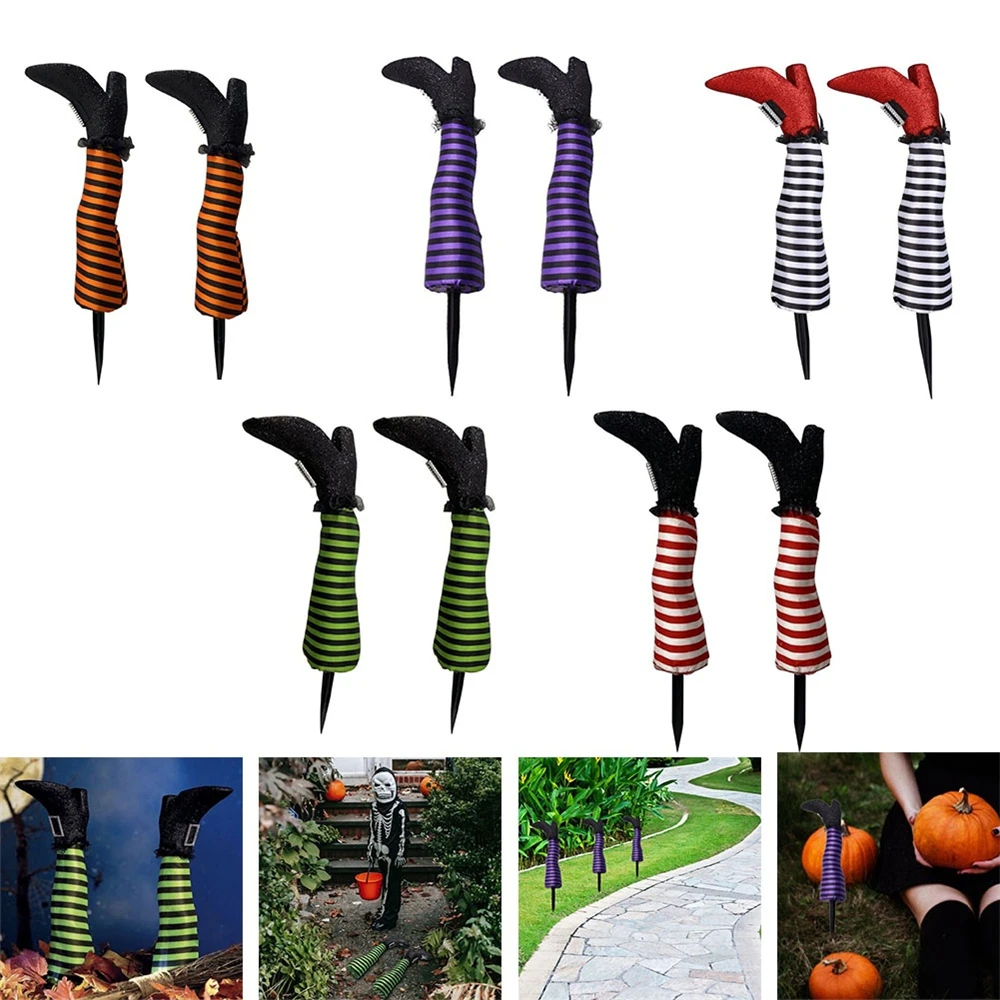 

2PC Halloween Evil Witch Legs Prosthetic Ornament Outdoor Yard Party Decor Prop Halloween Garden Party Decoration Props Fake Leg