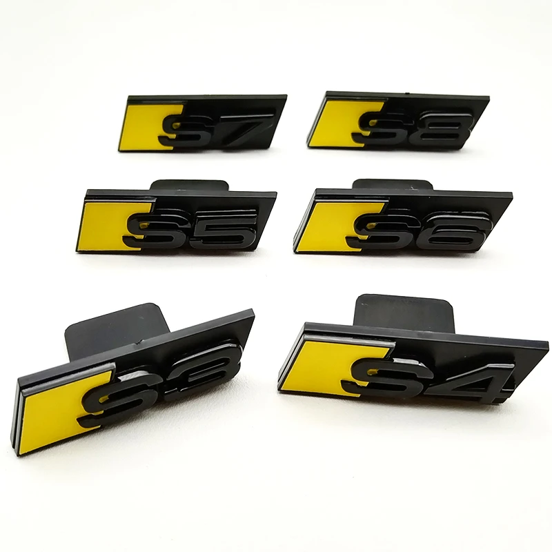 

3D ABS желтый черный автомобильный гриль с логотипом S3 S4 S5 S6 S7 S8 передняя решетка эмблема значок для Audi S3 S4 S5 S6 S7 S8 аксессуары