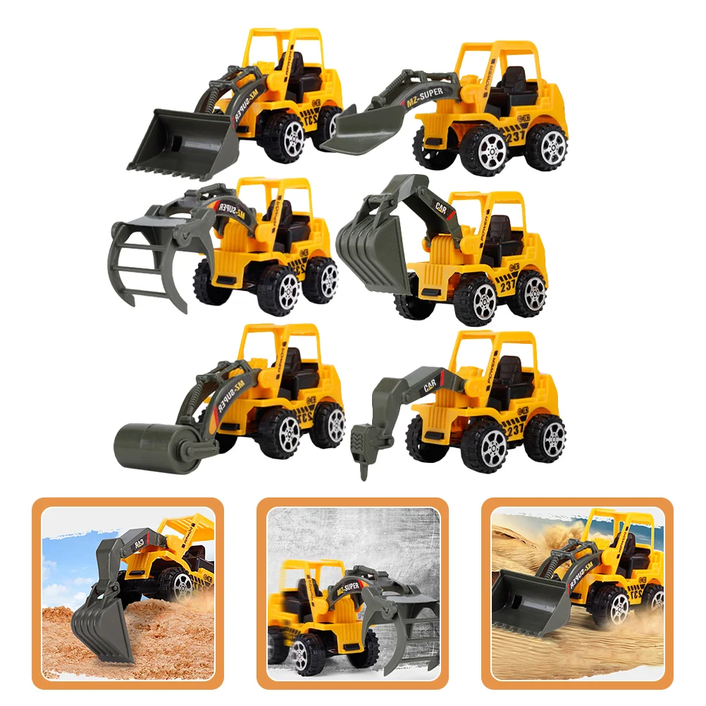 

6 Pcs Children's Toy Car Plastic Excavator Plaything Toddler Vehicle Truck Kit Kids Inertial