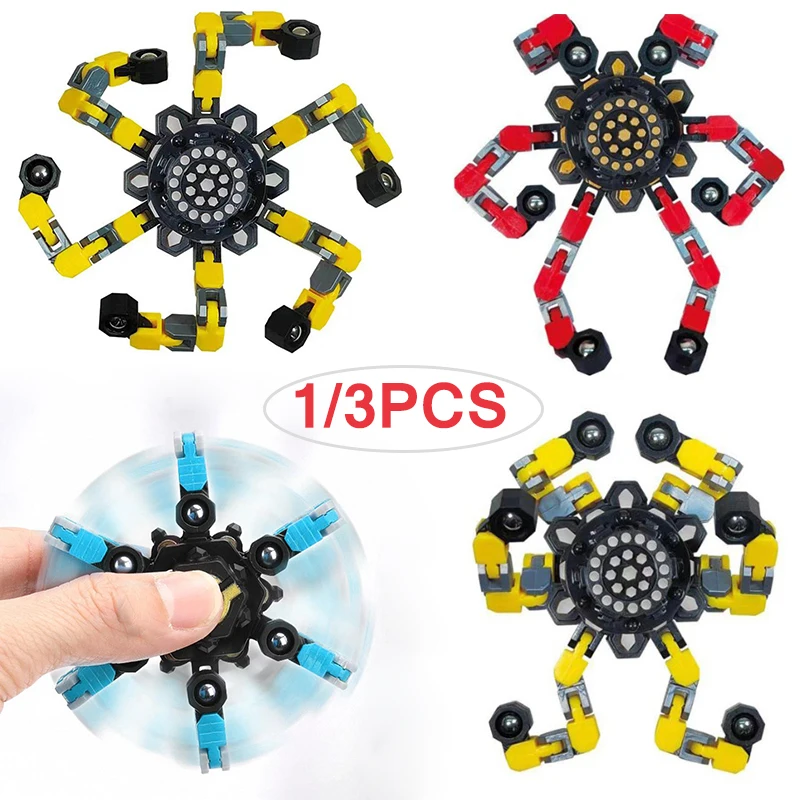 

1/3PC Children's mechanical fingertip gyro decompression artifact deformation robot bearing spiral toy between fingers adult toy