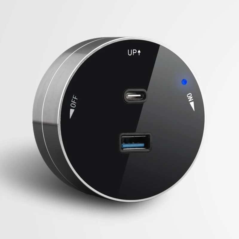 Розетка-рейка стандарта США с 2 портами USB Type-C для быстрой зарядки, съемная, выдвижная, для кухни и бытового использования, открытого монтажа (art.: 3920d95f4044a) - 3920d95f4044a