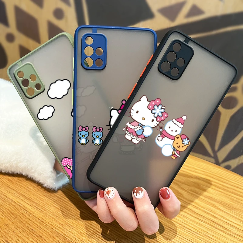 

Anime HelloKitty Cute Girls For Samsung Galaxy A72 A52 A71 A51 A70 A32 A21S A03S A02S A12 4G 5G Frosted Translucent Phone Case