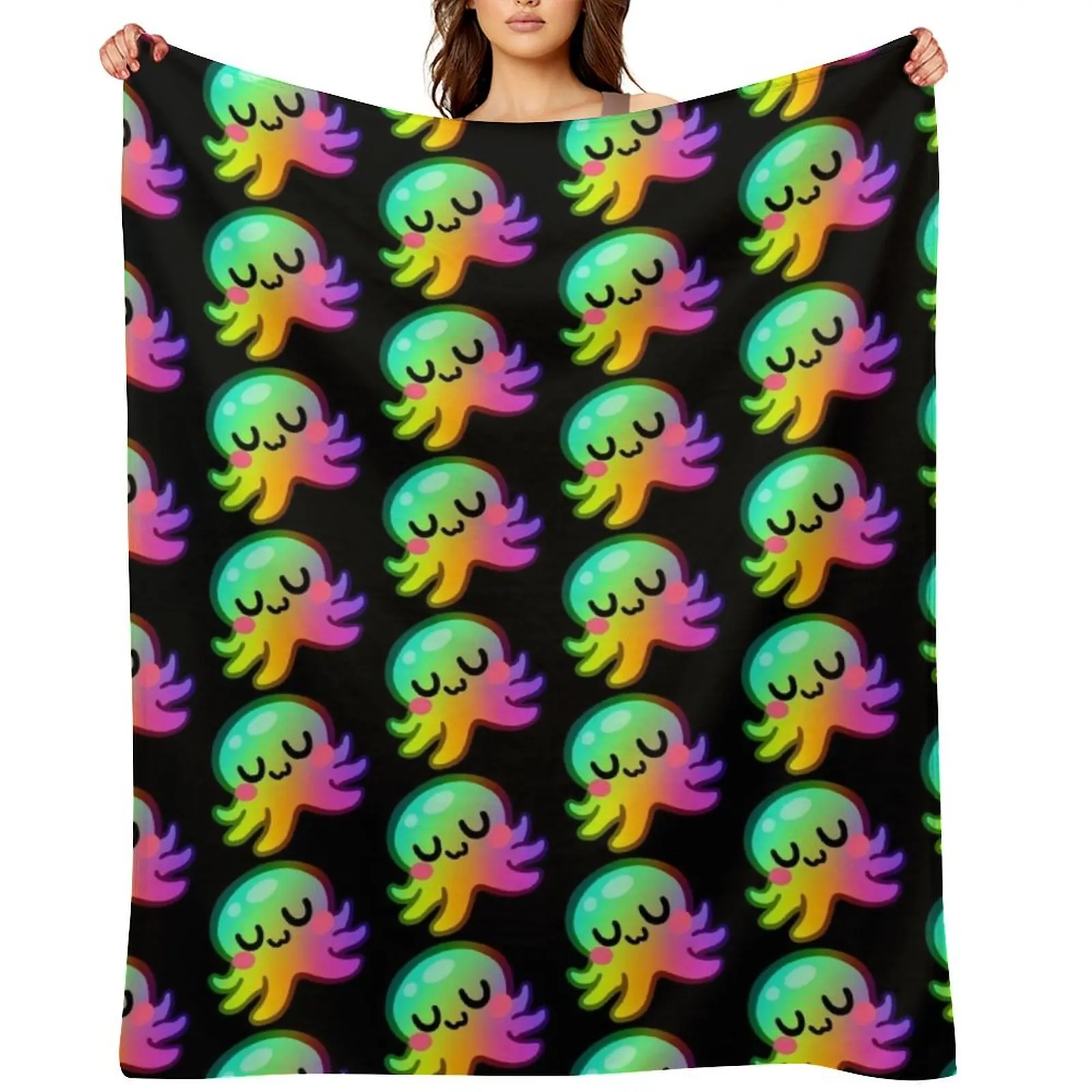 Фото Плед Rainbow Kraken UwU, мягчайший винтажный плед в клетку для дивана, рождественское украшение, одеяла №1