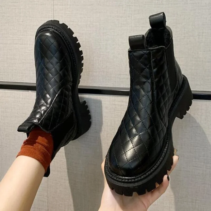

Женские ботинки 2022, Зимние Модные бархатные повседневные Ботинки Martin на платформе, Нескользящие Ботинки Челси, женские ботинки