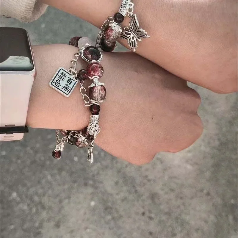 Женский винтажный браслет-цепочка с подвеской-бабочкой