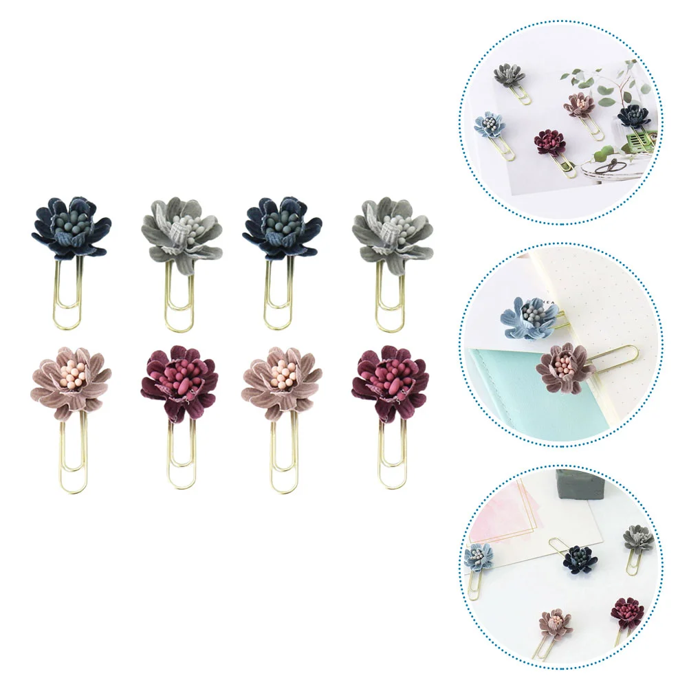 

Clips Paper Clip Flower Office Metal Notebook Document Mini File Bookmark Decorative Clamp School Memo Bookmarks Note Reading
