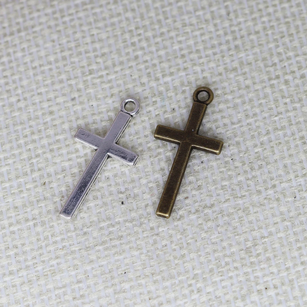 

10pcs Zinc Alloy Cross Charms Pendant Bronze 2 Color Religious Jewelry Boy Girl Making DIY Necklace Handmade Crafts 13x22mm