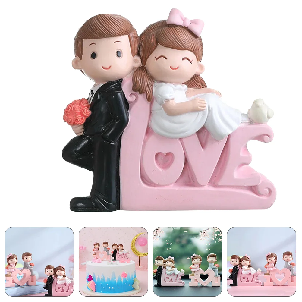 

Couple Figurine Resin Cake Wedding Couples Figurines Ornaments Miniature Bride Mini Tabletop Decor Toy Birthday Crafts Sculpture