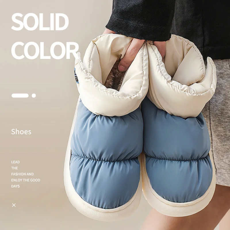 

Woman Winter Indoor Slippers 2023 Platform Warm Fur Shoes Female Rainproof Cloth Comfortable Soft Plush Chunky Women's Snow Boot