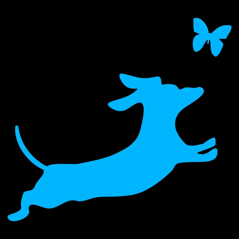 Собака гоняясь за бабочкой Забавный мультяшный светящийся стикер для детской