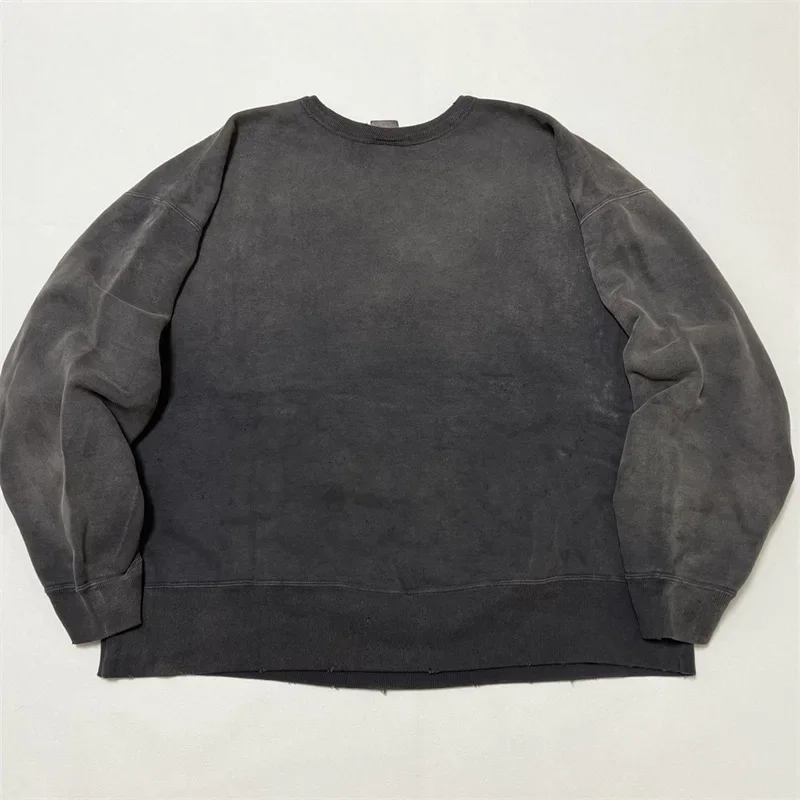 25ss стираный черный Saint Michael хип-хоп мужские толстовки 1:1 лучшее качество толстовка