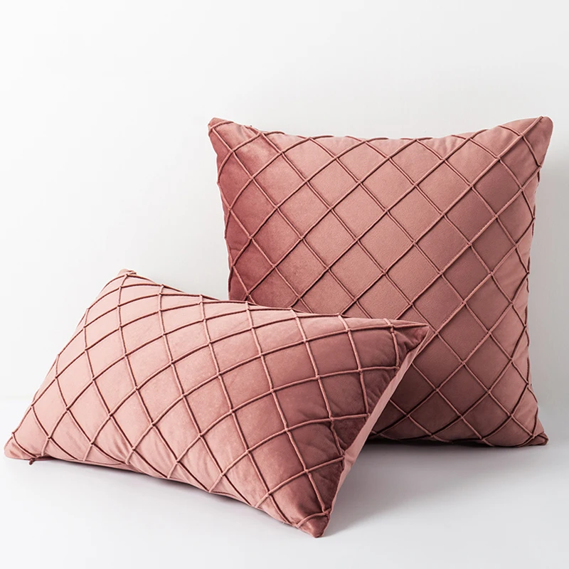 

Home luxury waist pillows case , rhombic velvet cushion cover 45x45 pillowcase rhombic lattice velvet pillow cover
