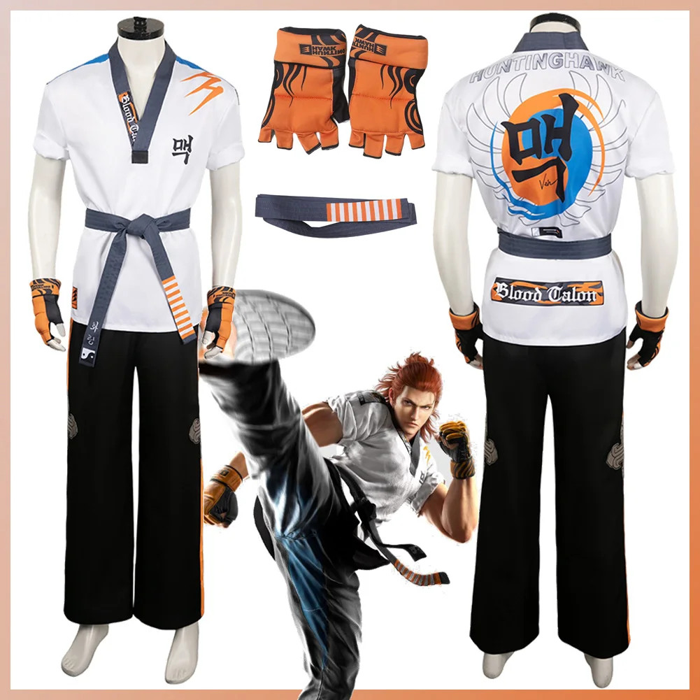 Игра Tekken8 Hwoarang косплей мужской костюм аниме Маскировка тхэквондо наряды Мужская