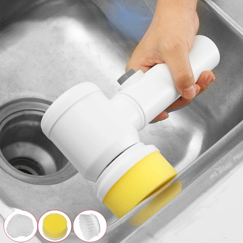 

5-in-1 Electric Cleaning Brush Bathroom Wash Brush Kitchen Cleaning Tool USB Handheld Bathtub Brush Electric Brush Cleaner Sink