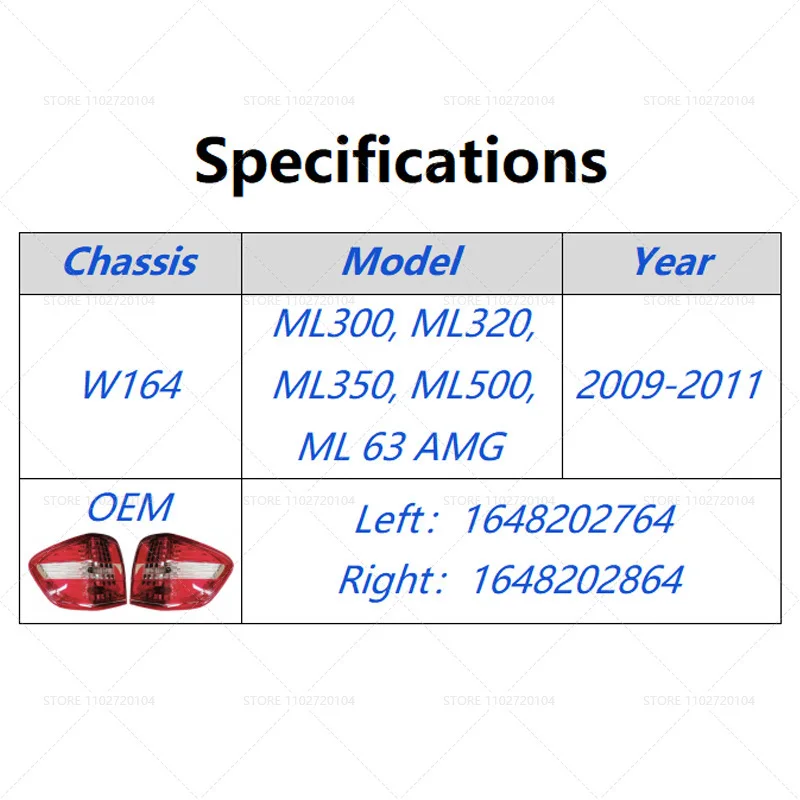 Для 2009-2011 W164 Mercedes Benz ML-Class ML300 ML320 ML350 светодиодный задний фонарь заднего бампера