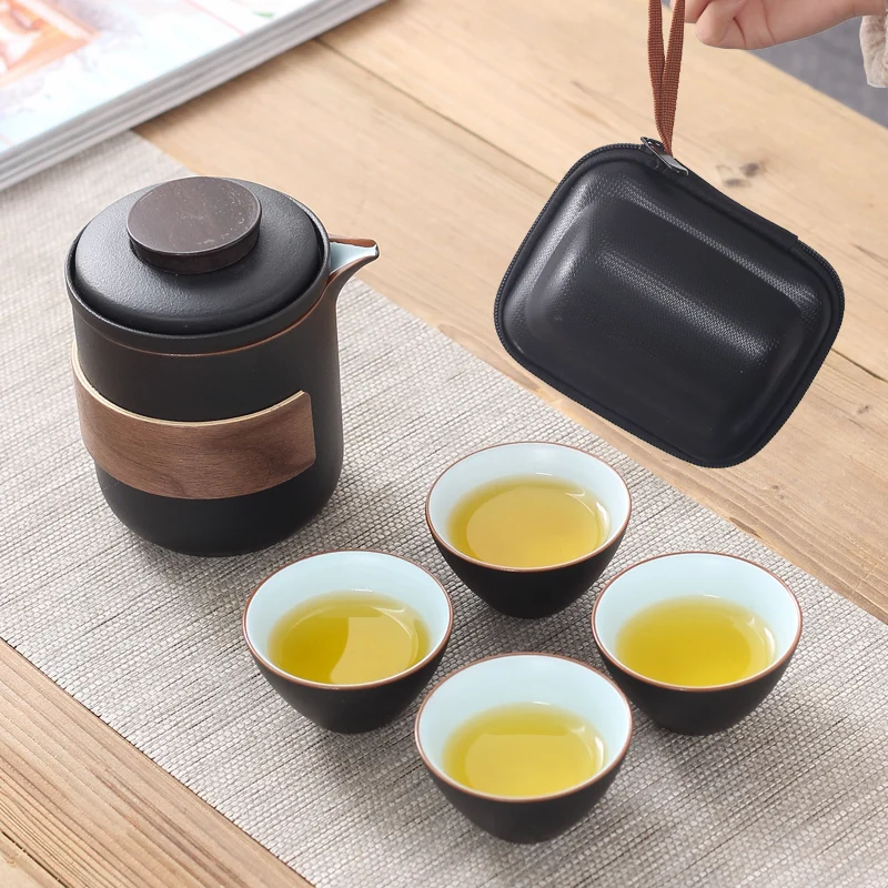 

Simple Kung Fu Teaware Sets Portable Travel Teapot Porcelain Tea Pot Set Gift Boxes Kubek Ceramiczny Kitchen Dining Bar DJ60TS