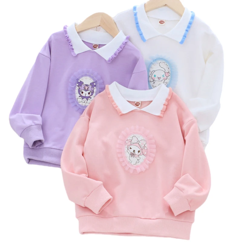 

Новинка, детский осенний свитер Sanrio с капюшоном Kuromi My Melody Cinnamoroll для девочек, милый Аниме пуловер, топ, уличная одежда, подарки, игрушки