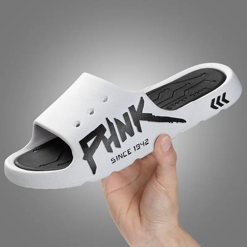 

WEH Men Slippers Summer 2022 New Indoor Bathroom Bath Non-Slip Home Slippers Male Outdoor Breathable Fashion Beach Sandals