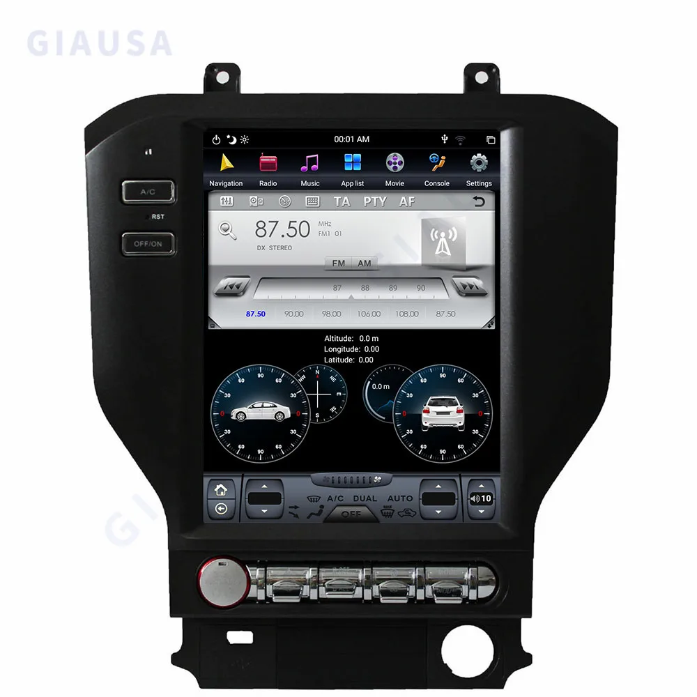 

10,4 ''вертикальный экран Tesla Style Android 12 Автомобильный DVD GPS плеер NAVI для Ford Mustang 2015 2016 2017 PX6 CARPLAY стерео радио