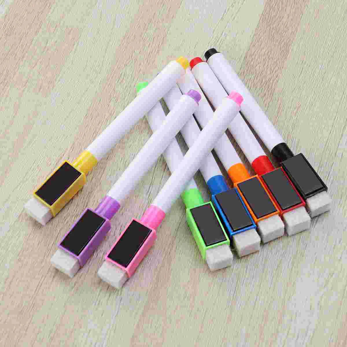 

8 шт. Магнитная цветная ручка для белой доски, мини-ручка со встроенным ластиком, школьные принадлежности, детская ручка для рисования (розовый,