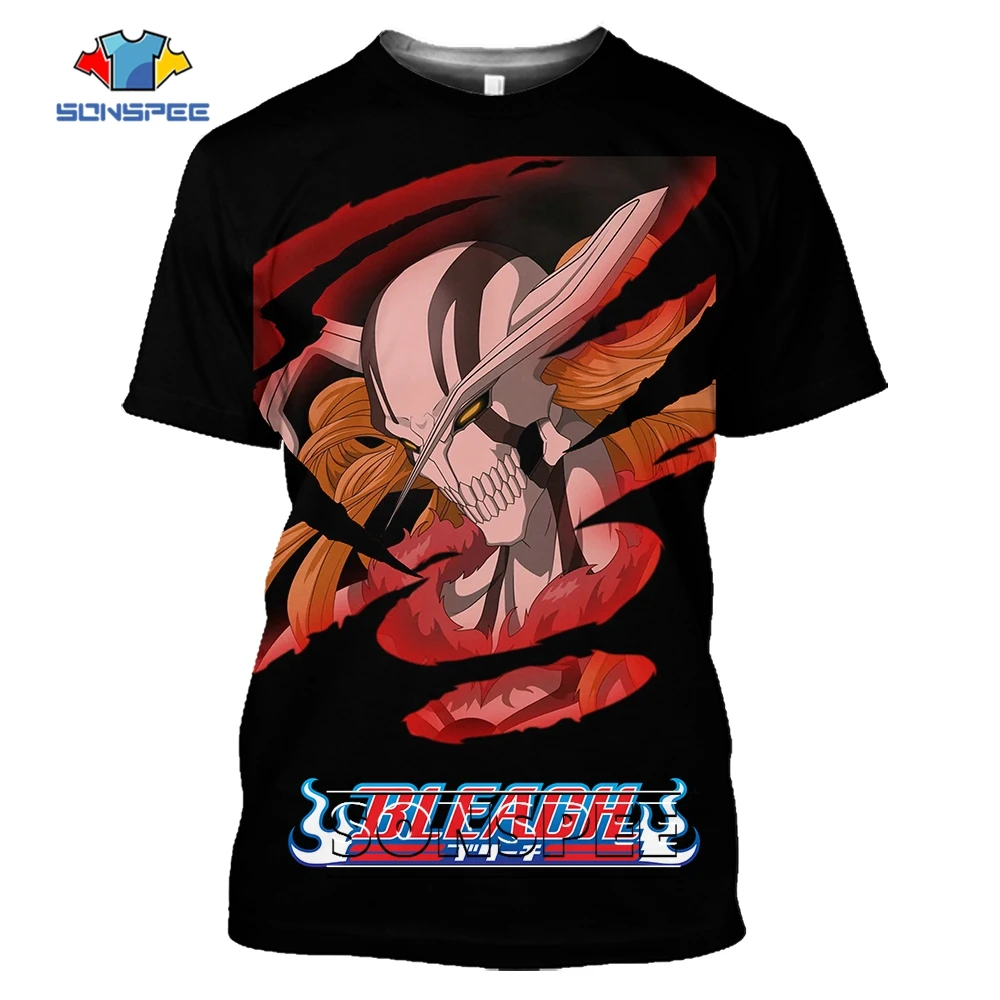 

SONSPEE Japan Manga BLEACH 3D Print T-Shirt Street Personality Unisex Short Sleeve Summer Loose Round Neck Streetwear Tees Top