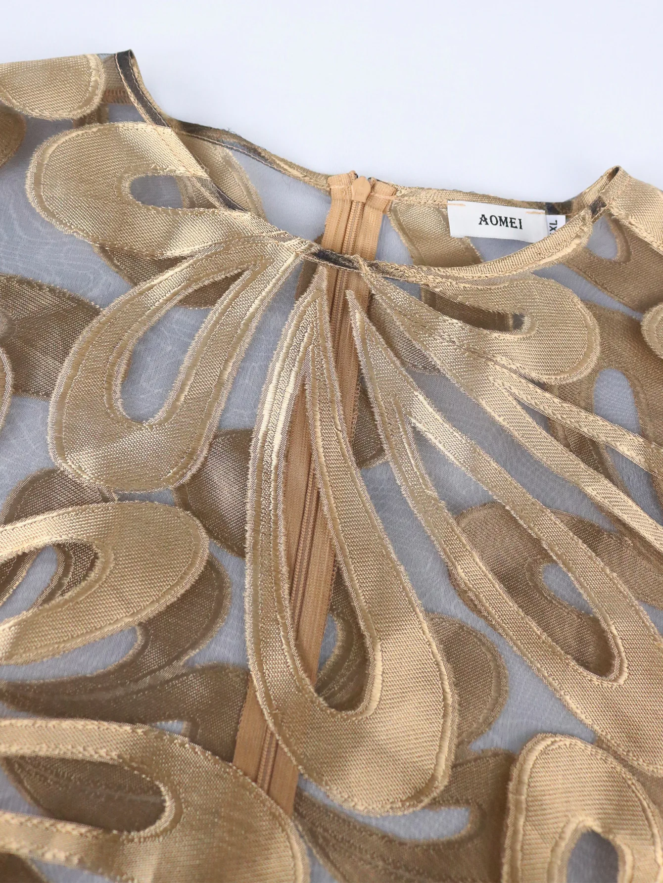 Plus Size New Sexy Perspective Gold Plated Round Neck Long Sleeve Elegant Top Fashion Shoulder Loose Women's Top New 2023
