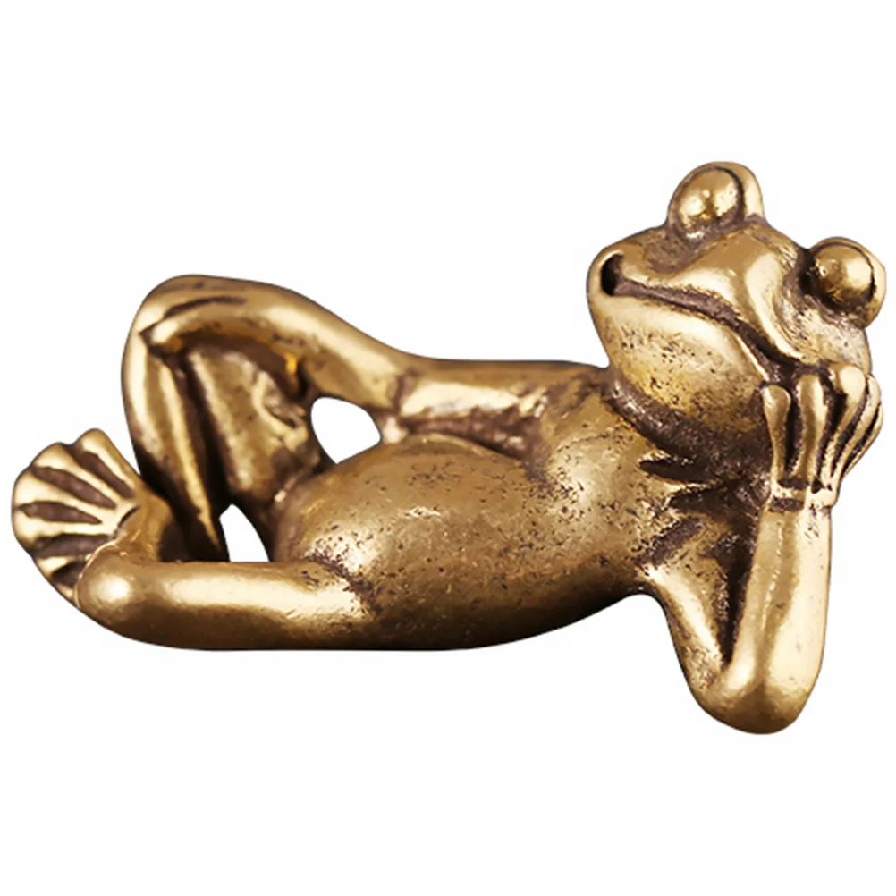 

Frog Ornaments Brass Figurine Car Dashboard Decorations Vintage Tabletop Craft Statue