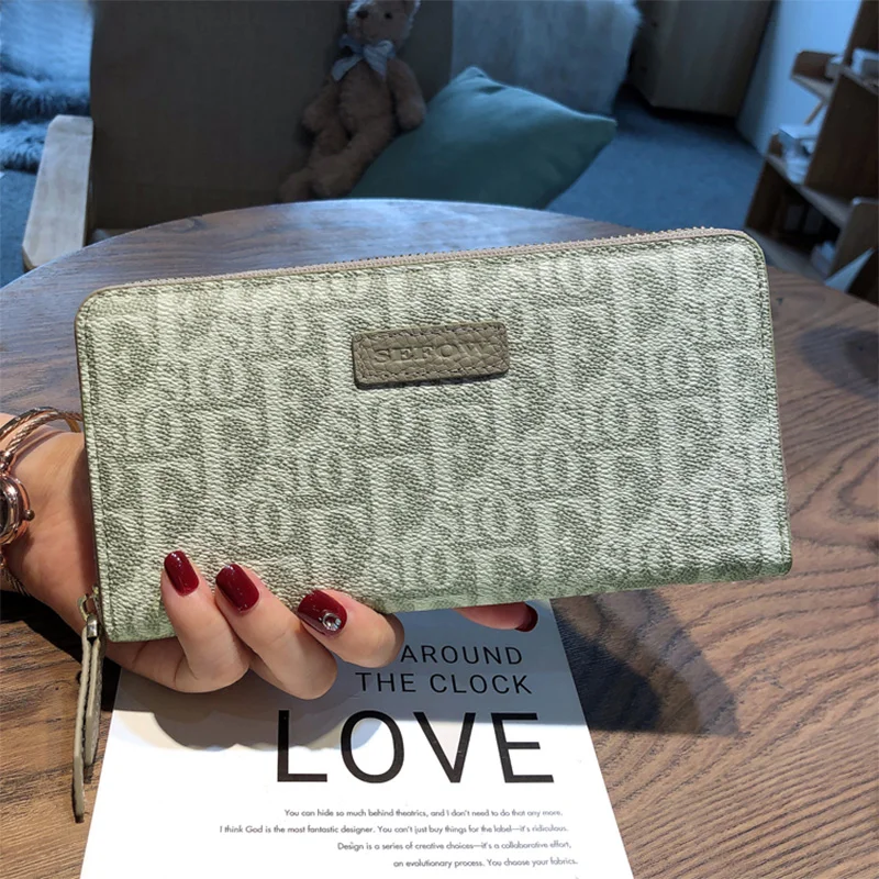 2023 New Women Wallets Letter Pattern Long Wallet Real Leather Female Purse For Cell Phone Calfskin Clutch Bag Brand Card Holder