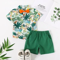 boy clothing set summer floral short sleeve bowtie boy casual clothes gentleman suit kids outfit 1 7y fashion ropa aesthetic