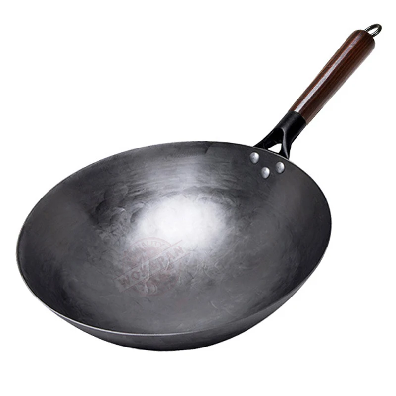 

Iron Wok,Traditional Non-coating Woks Hand forged With Detachable Wood Handle Kitchen Pan Kitchen Gas Pot Cookware