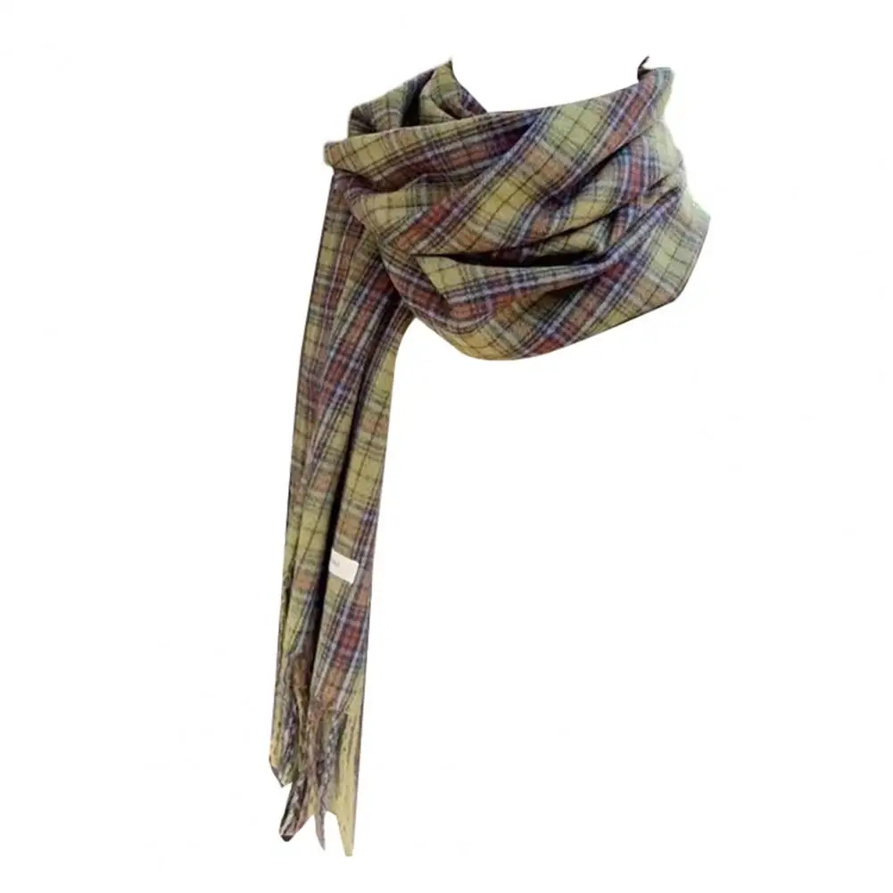 

Ladies Scarf Imitation Cashmere Women Scarf Checkered Fringe Shawl Scarf