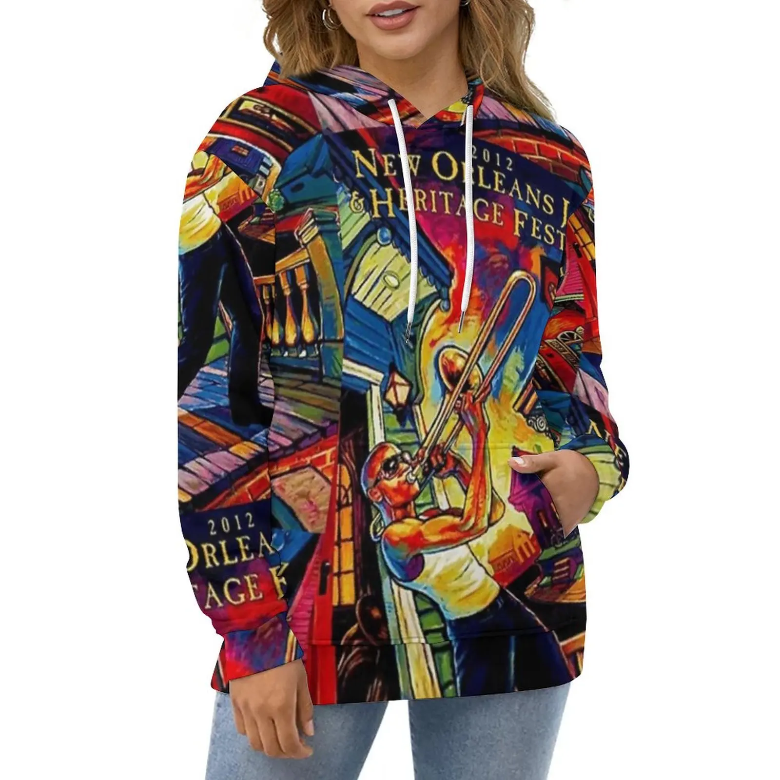 

Funny Jazz Festivals Hoodies Long Sleeve New Orleans Jazz Elegant Casual Hoodie Spring Streetwear Oversize Loose Sweatshirts