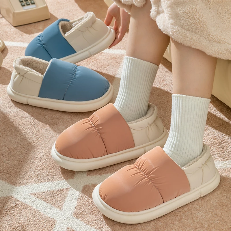 

STRONGSHEN Women Winter Cotton Shoes Men Push Thick Bottom Home Cotton Slipper Lady Non-Slip Comfortable Indoors Flats Footwear