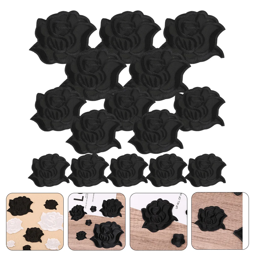 

Patch Patches Applique Rose Flower Embroidery Iron Black Jeans Sew Sewing Sticker Appliques Embroidered Ripped Denim Inside