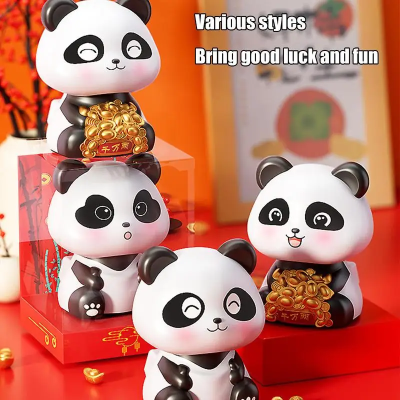 Потрясающая голова на солнечной энергии милая панда автомобильные украшения