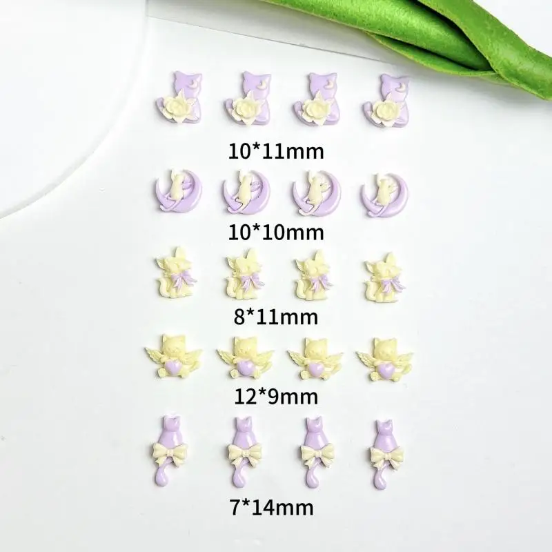 20 шт. подвески для ногтей в виде Луны и кошек