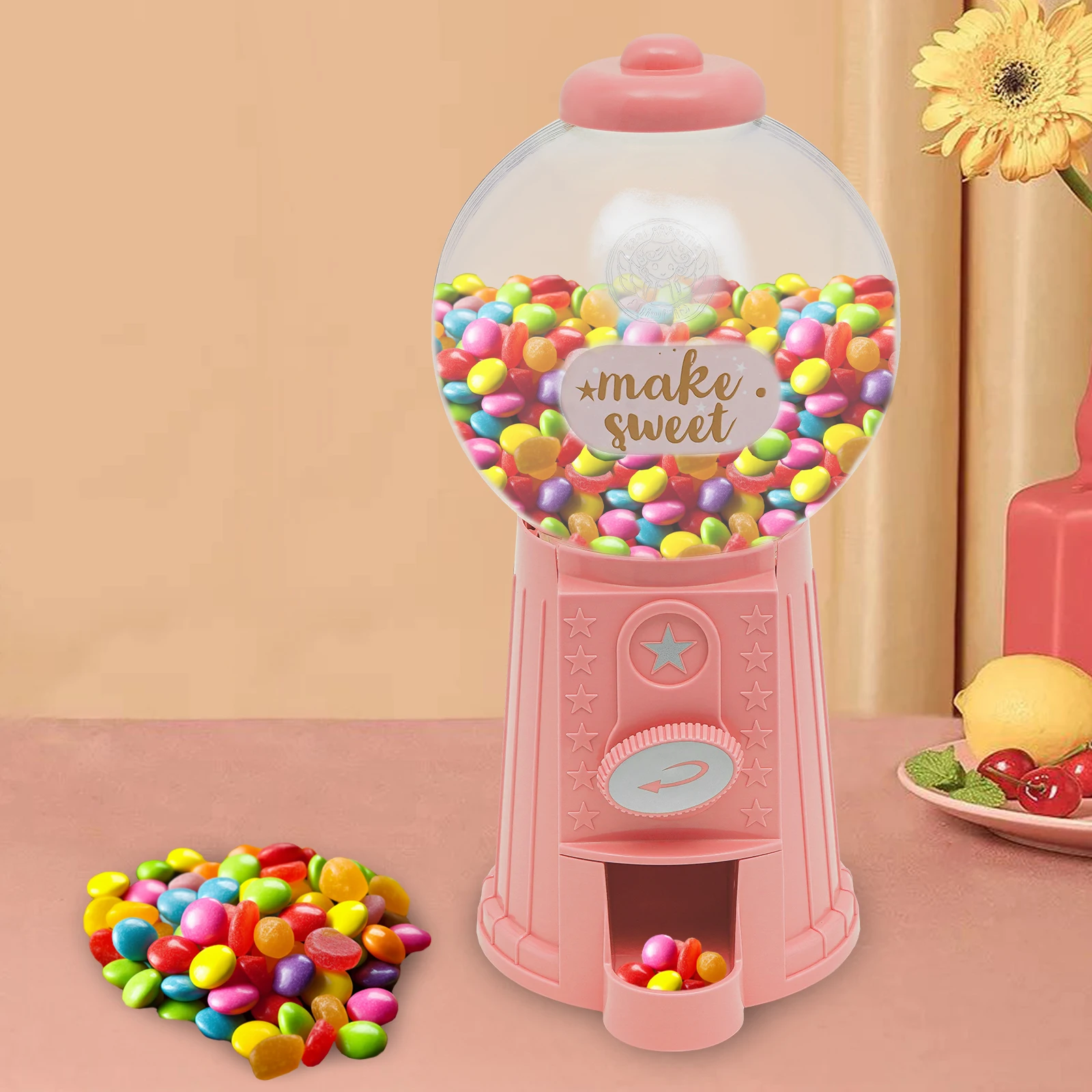 

Gumball Machine, Cute Candy Dispenser Machine Mini Vending Machine for Candy Gift Toys Knob and Candy Exit Bubble Gum Machine