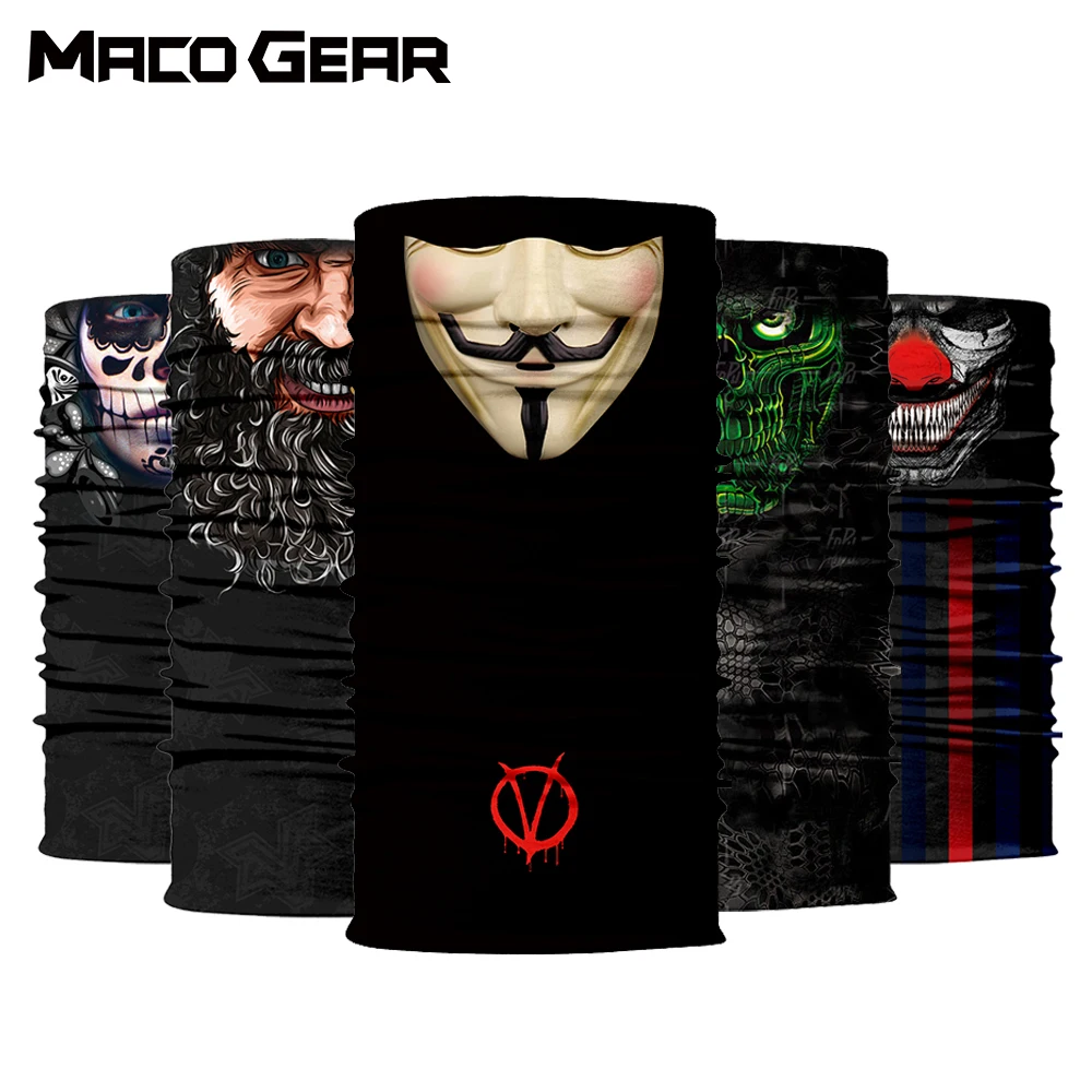 

3D Seamless Magic Clown Bandana Hunting Neck Gaiter Scarf Skiing Fishing Cycling Hiking Running Summer half Face Mask Women Men
