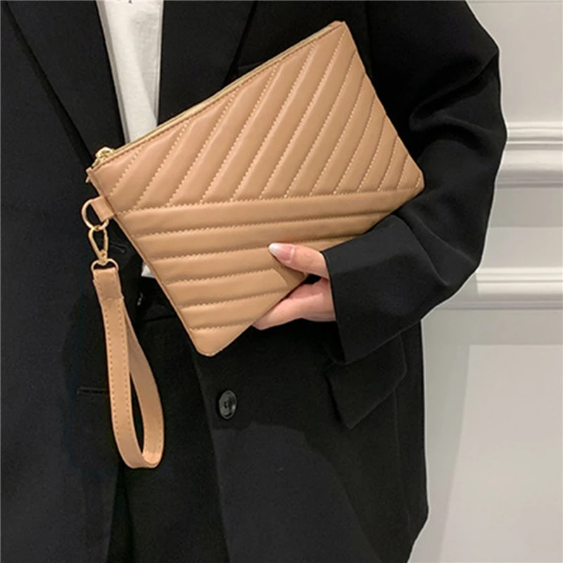 

Женская сумка с ремешком на запястье, стильная женская кожаная сумка-конверт для покупок, портативный маленький кошелек, клатч, кошелек, дам...
