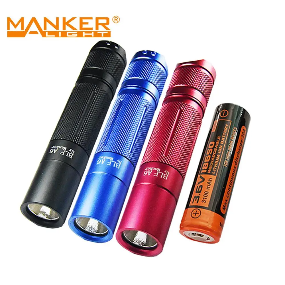 Комплект: светодиодный фонарик Manker BLF A6 1600 люмен CREE XP-L 18650 + высокого разряда 30 А 3100