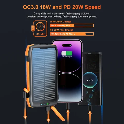 JayoWade Solar Power Bank 20000 мАч Водонепроницаемое беспроводное зарядное устройство Qi Быстрая зарядка Powerbank для iPhone Samsung Xiaomi Poverbank