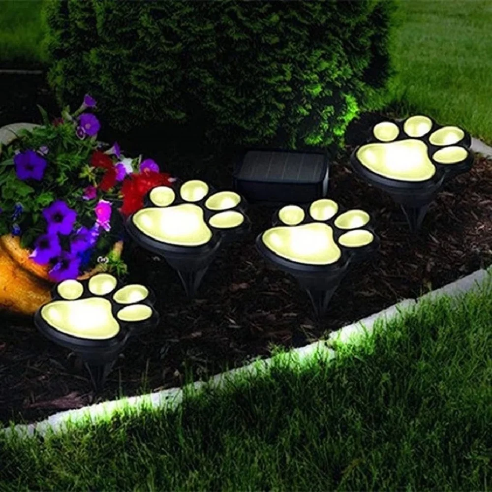 

Waterproof LED Solar Bear Paw Ground Light Outdoor Street Light Garden Wall Lamp Path Decoration Lighting Footprint Light