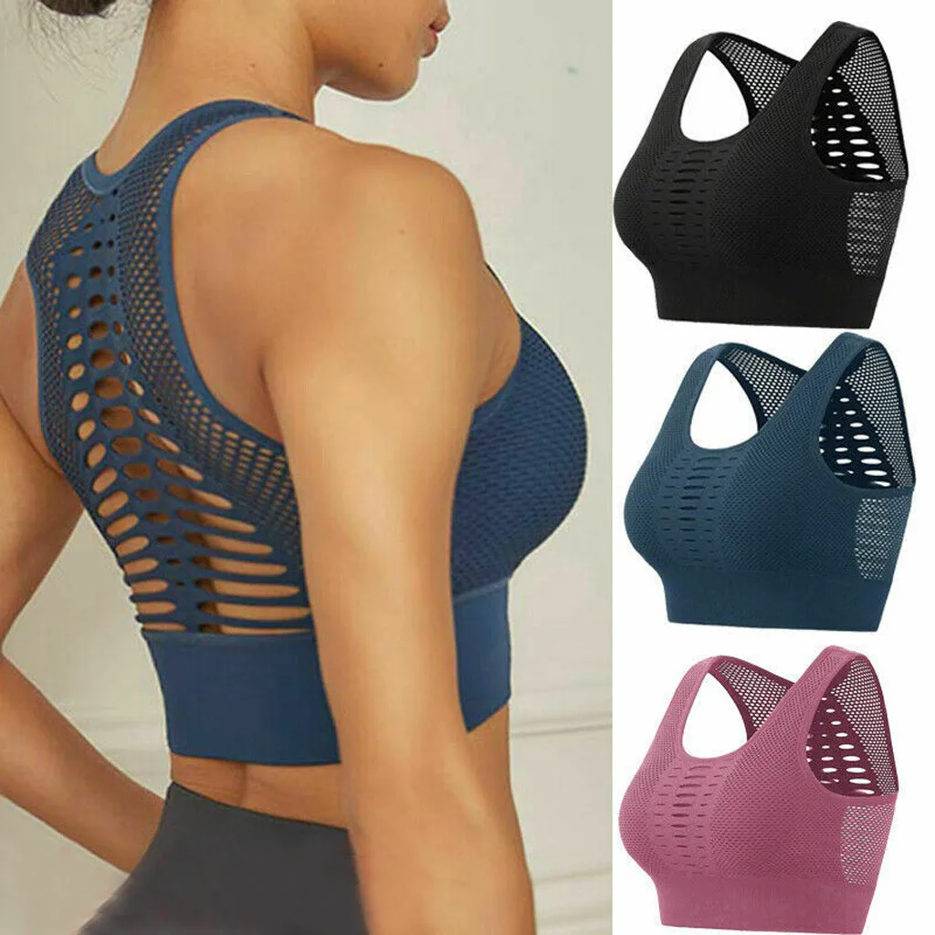

Hot Fitness Women's T-shirts Workout Sports Bra Yoga Vest Backless Solid Quick Dry Running Gym Sport bra Yoga Shirts Tank Top