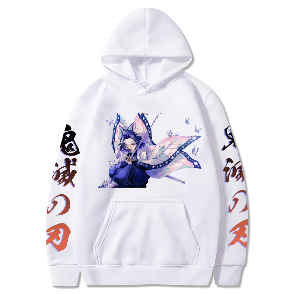 

Anime Hoodies Demon Slayer Hoodie Oversize Sweatshirt Kochou Shinobu Hooded Sweatshirts Unisex Printed Pullover Streetwear