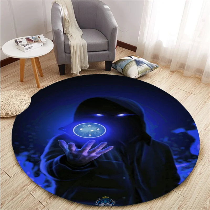 Colorful Bomb Game Machine Pattern Circular Carpet Bedroom Family Living Room Office Bathroom Mat and Children's Area, Yoga Mat