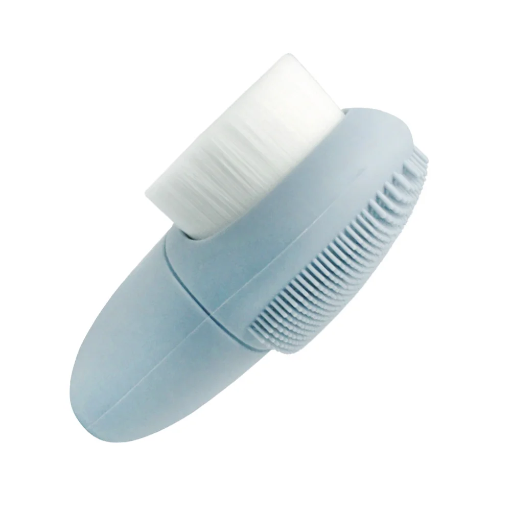 

1PC Silicone Handhold Cleaning Brush Multifunction Manual Facial Cleaner Double Head Face Cleansing Tool (Light Blue)