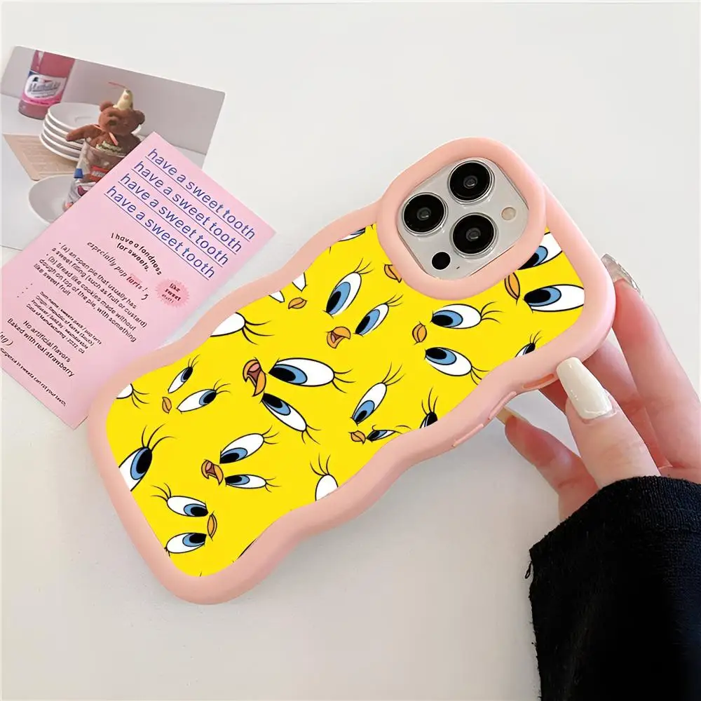 Funny Tweetys Bird Hot Cute Phone Case Pink Girls New Wave Corners Macaron For IPhone 16 15 14 13 12 11 X Vivo Samsung Op