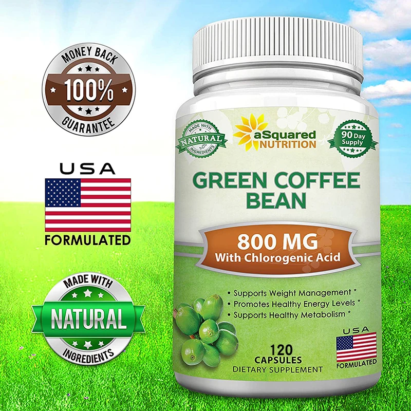 

Natural Green Coffee Bean Formula - Antioxidant Cleanser for Pure Weight Loss with Chlorogenic Acid, Healthy Fat Burner